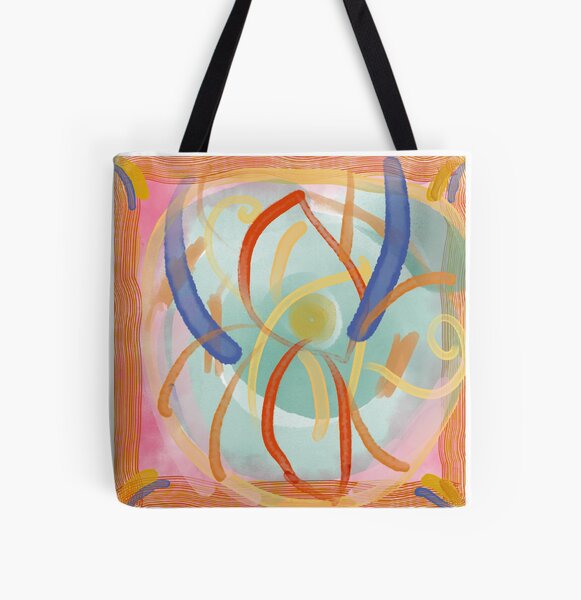 Red and Purple pattern All Over Print Tote Bag