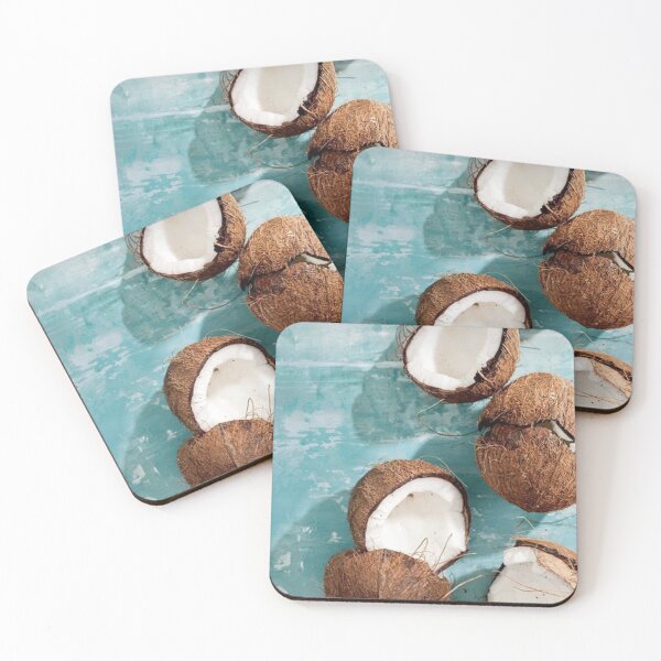 Item preview, Coconuts on blue background designed and sold by MadTripStudio.