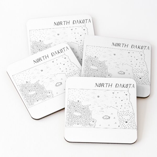 Item preview, North Dakota as a fantasy map - black and white designed and sold by aldayuan.