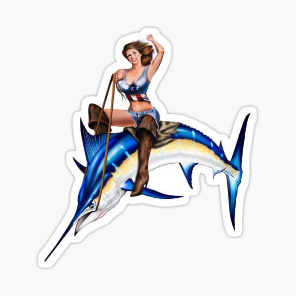 American Rider Pinup Girl Sticker for Sale by Mary Tracy