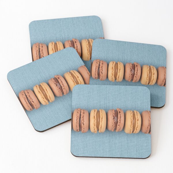 Item preview, Six coffee and chocolated flavoured macaroons on vinyl background designed and sold by homydesign.