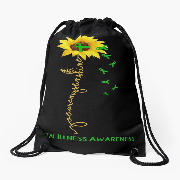 Sunflower You Are My Sunshine Mental Illness Awareness Drawstring Bag