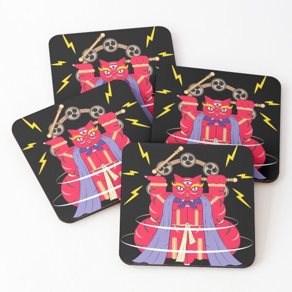 Item preview, Bakeneko Japanese Monster Cat with Raijin drums | Japanese Cat Art Style  designed and sold by BeeMeCreative.