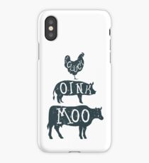 Farm Anilmals Silhouette. Chicken, pig and cow. iPhone Case/Skin
