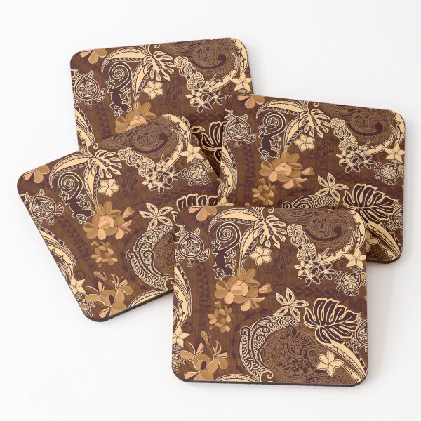 Item preview, Vintage Tapa Brown Hawaiian - Samoan Tribal Jungle Design  designed and sold by sunnthreads.