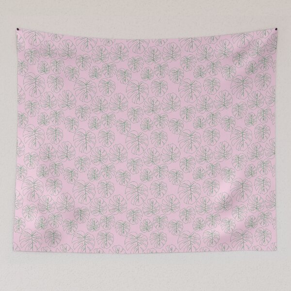 Aperçu de l'œuvre Motif de feuilles de Monstera vert rose créée et vendue par seemune.