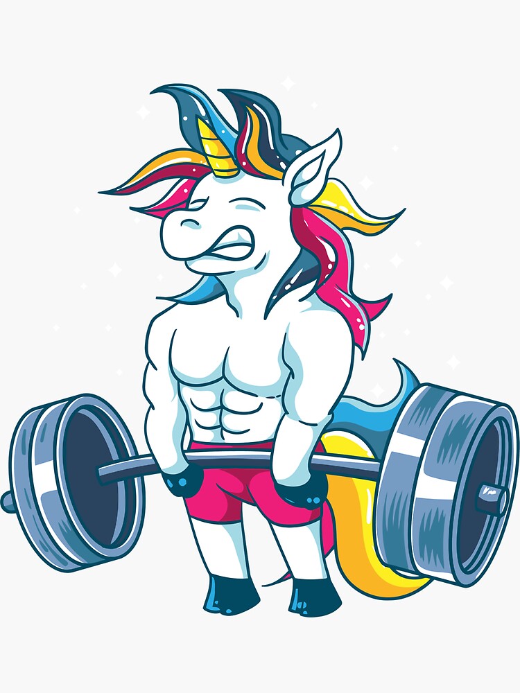 Unicorn Weightlifting Deadlift Fitness Gym Stickers For Sale | TeePublic