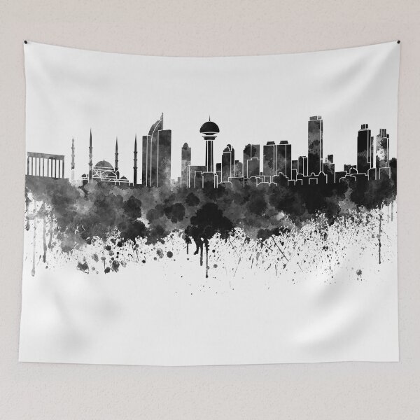 Item preview, Ankara skyline in black watercolor designed and sold by paulrommer.
