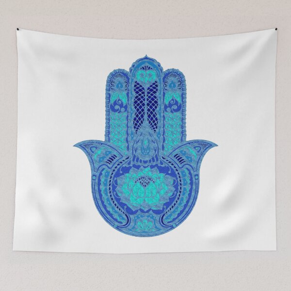 Item preview, Teal Blue Lotus Hamsa designed and sold by maryedenoa.