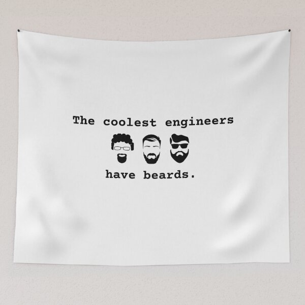 Item preview, The coolest engineers have beards, fun white shirt.  designed and sold by A-priori.