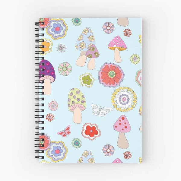 Artikelvorschau, Groovy Pastell Pilze Blumen & Schmetterlinge Ästhetik mit hellblauem Hintergrund entworfen und verkauft von Alice-Mills.