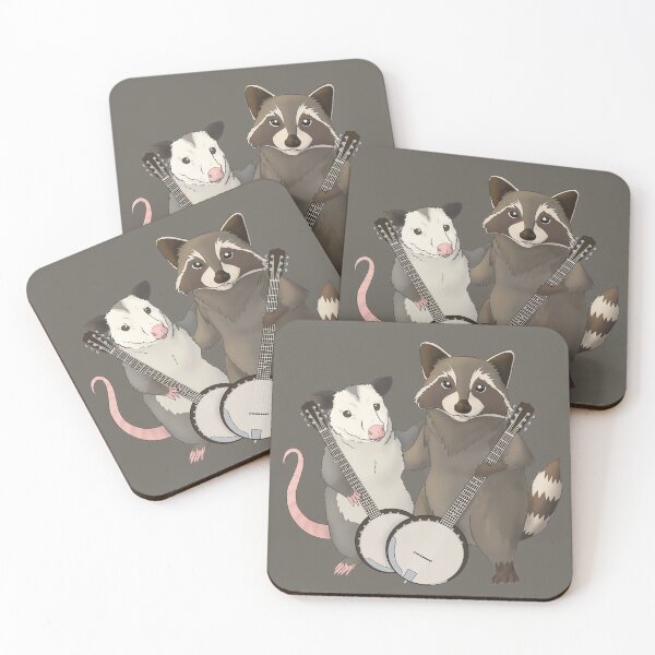 Item preview, Opossum and Raccoon with banjos designed and sold by Mehu.