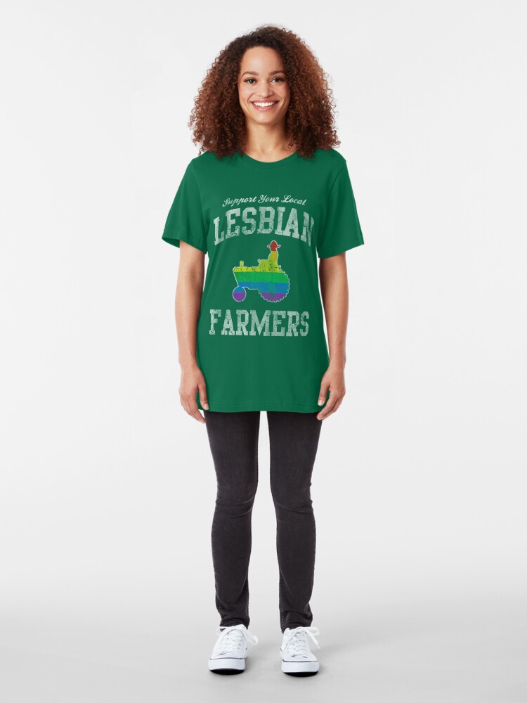 T-shirt ajusté ''Soutenez vos fermiers lesbiens locaux' : autre vue