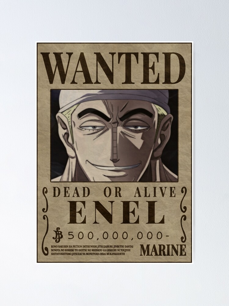 God Enel One Piece Wanted Bounty Poster By Patrika Redbubble