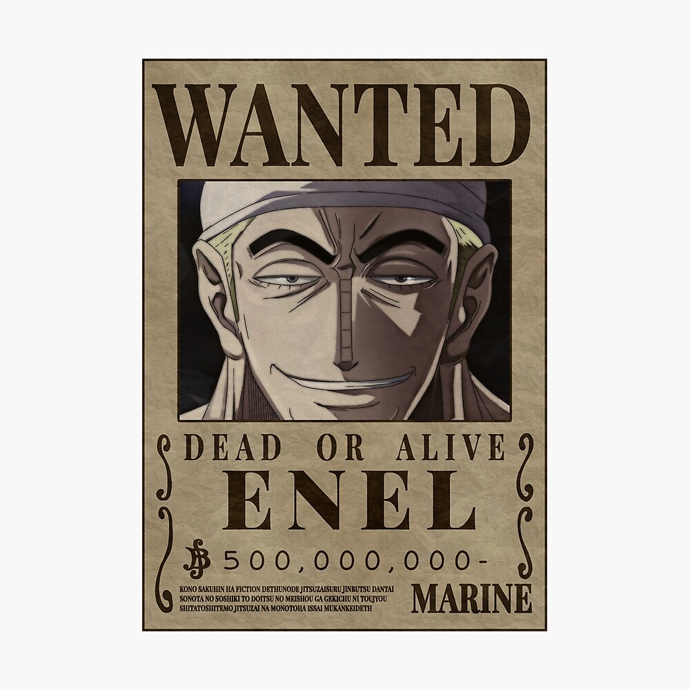 God Enel One Piece Wanted Bounty Poster By Patrika Redbubble