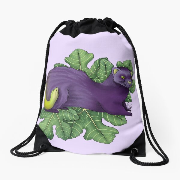 Fig Ferret Drawstring Bag