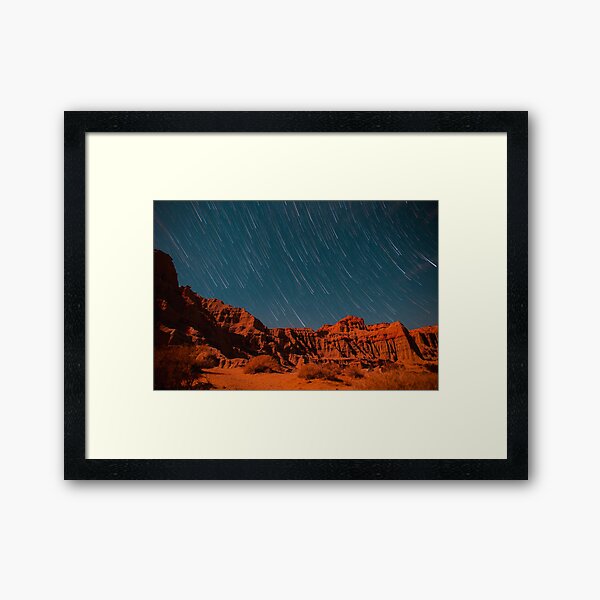 Star Trail Shower Over Red Rock Canyon Framed Art Print