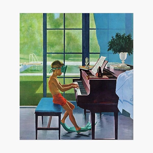 Poolside Piano Practice, June 11, 1960 Photographic Print