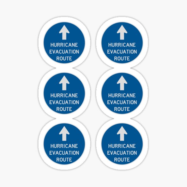 Hurricane Evacuation Route Sign Sheet Sticker