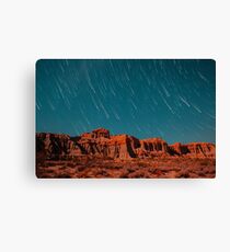 Star Trails Comets Streak Over Red Rock Canyon Canvas Print