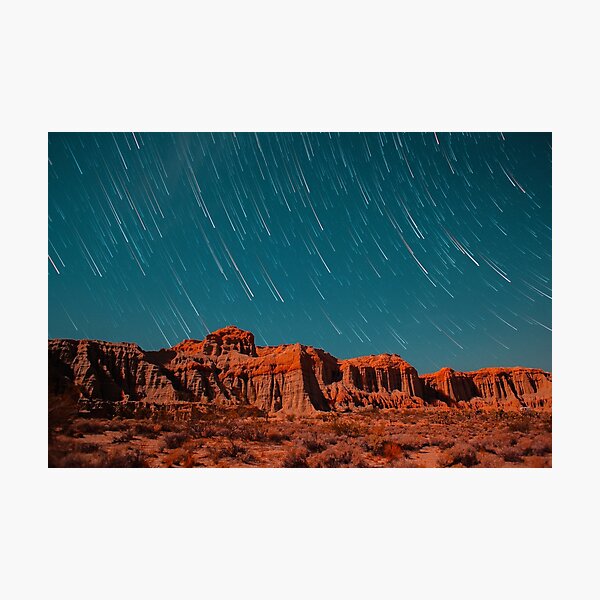 Star Trails Comets Streak Over Red Rock Canyon Photographic Print