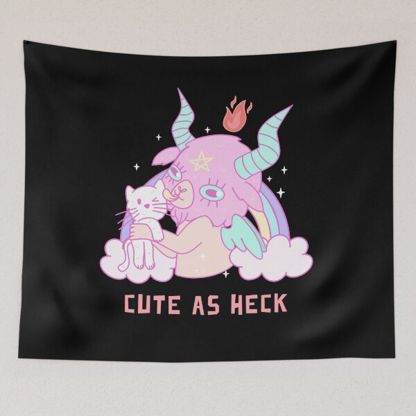 Item preview, Cute as Heck Baby Baphomet Clouds Rainbows Kitty Pentacle Pentagram Fire designed and sold by AlasAHintStudio.