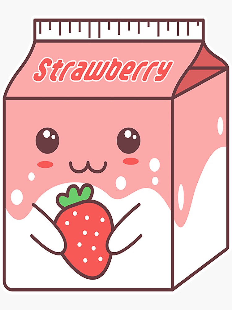 "Kawaii Strawberry Milk TShirtKawaii Strawberry Milk" Sticker for Sale