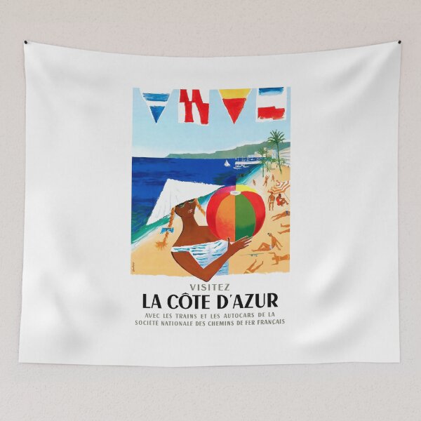 Item preview, 1957 French Riviera Train Travel Poster designed and sold by retrographics.