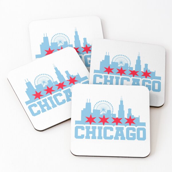 Item preview, Chicago Skyline Flag Colors White Outline designed and sold by AlexRinzler.