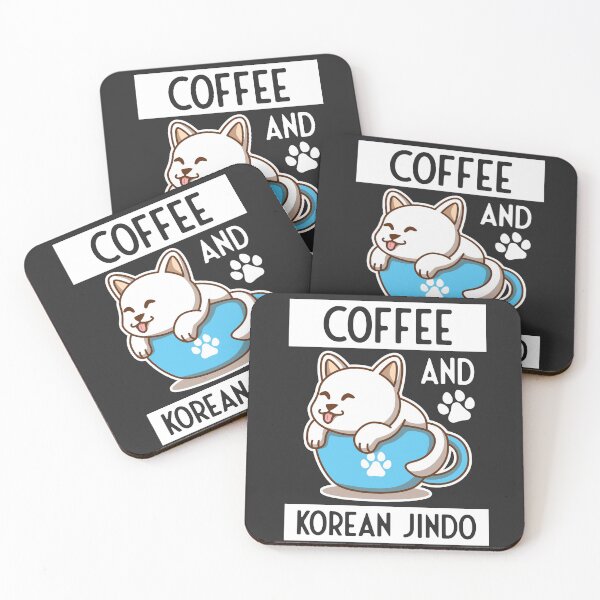 Item preview, Coffee & Korean Jindo designed and sold by MeowsAndMakes.