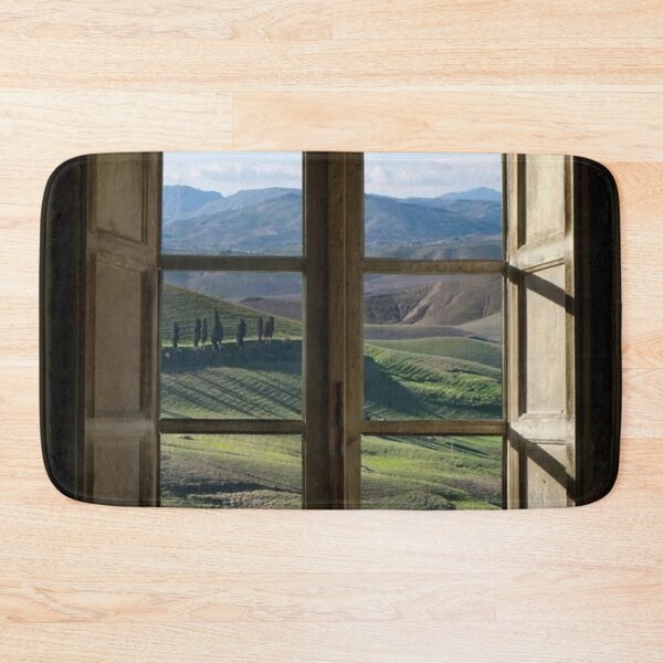 Item preview, Outside View of Cypress Trees and Green Hills Through a Shabby Windows designed and sold by ColemanOlmos.