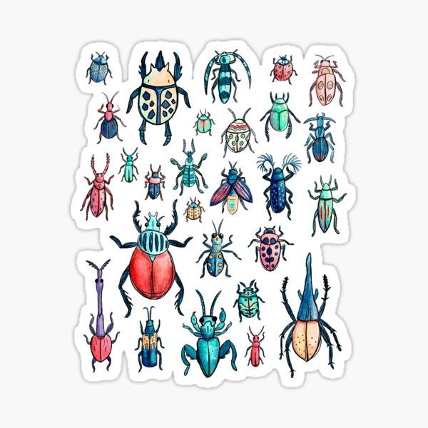 Item preview, Watercolor Beetle Species Pattern designed and sold by narwhalwall.