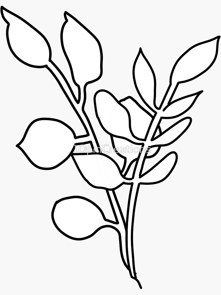 Branche de plante noir et blanc amoureux des plantes dessin au trait livre de coloriage Sticker