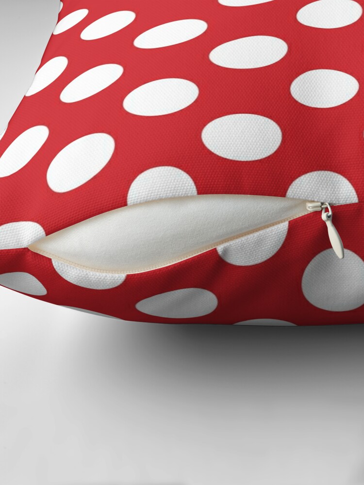 Alternate view of Red and White Polka Dot Pattern Throw Pillow
