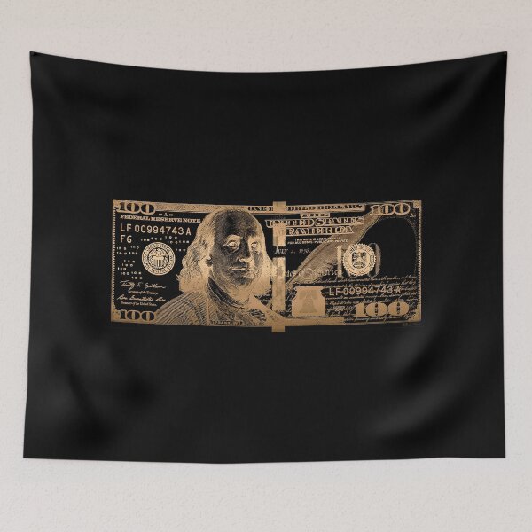 Item preview, One Hundred US Dollar Bill - $100 USD in Gold on Black designed and sold by Serge Averbukh Art Studio.