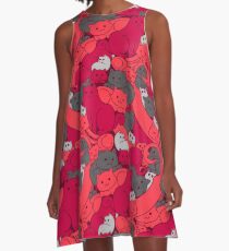 Purrrfect Pattern (Red) A-Line Dress
