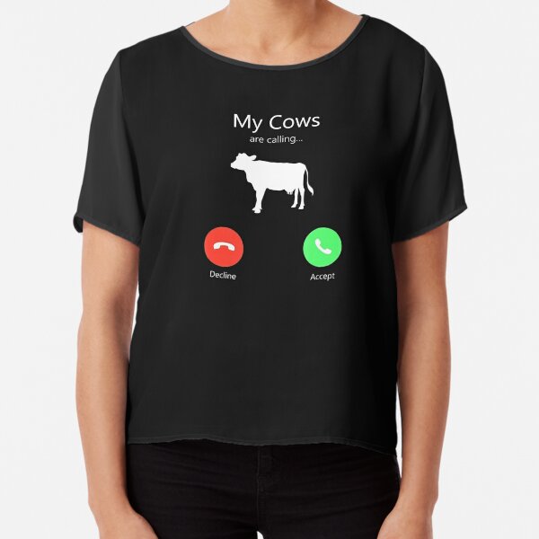 Cows Calling Phone Screen Chiffon Top