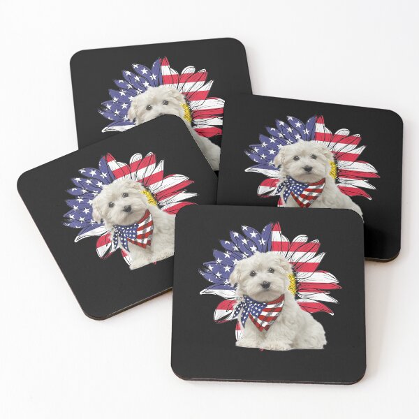 Item preview, Sunflower American Flag Maltese Dog Lovers designed and sold by vivanbess.