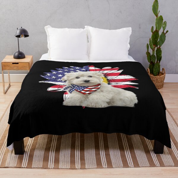 Item preview, Sunflower American Flag Maltese Dog Lovers designed and sold by vivanbess.