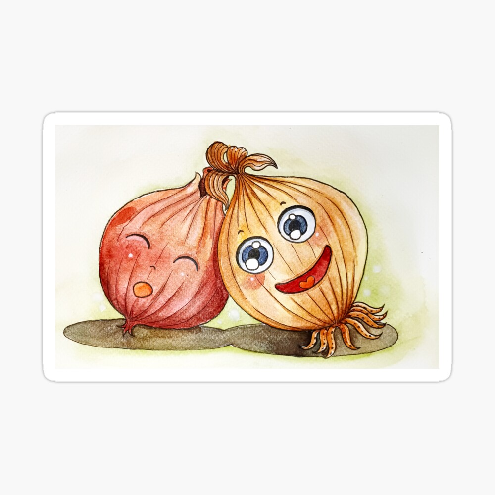 Red Onion and Brown Onion Cartoon Cute