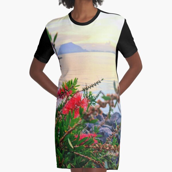 MOUNT SUNRISE THROUGH FLOWERS Graphic T-Shirt Dress