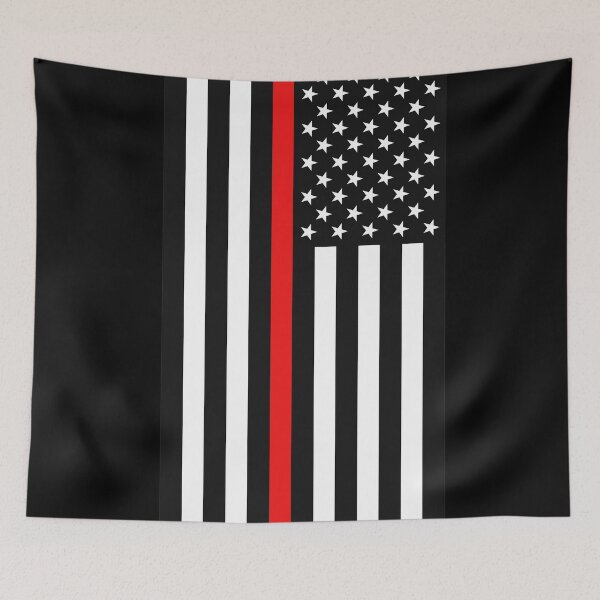 Item preview, Black  American flag with red stripe- American flag- fire department flag-firefighter designed and sold by Rajpramanik.
