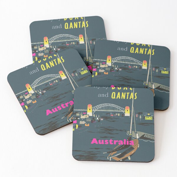 Item preview, Australia Fly BOAC and Qantas - vintage poster designed and sold by AirlineBoutique.