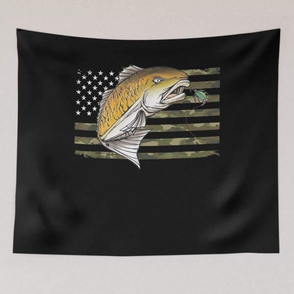 Item preview, Redfish Camo Us American Flag Fish Camouflage Hook Fis designed and sold by nancyholly.