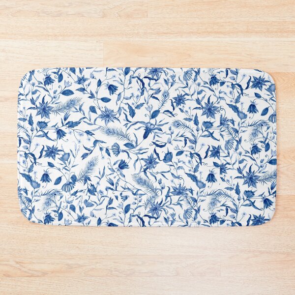 Item preview, Beautiful bright blue floral pattern designed and sold by Ila Mandlik.