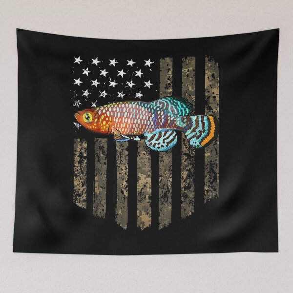 Item preview, Camo American Flag Killifish 4th Of July Aquarium Fish designed and sold by vivanbess.