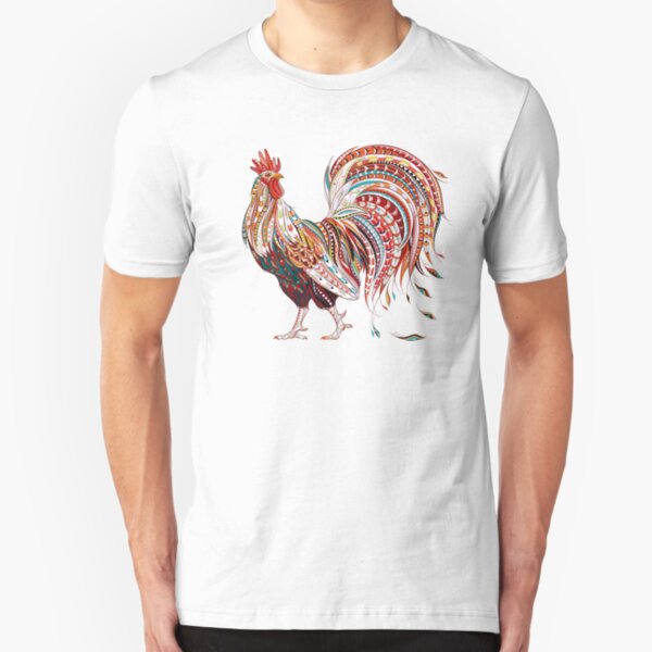 Patterned fiery rooster Slim Fit T-Shirt