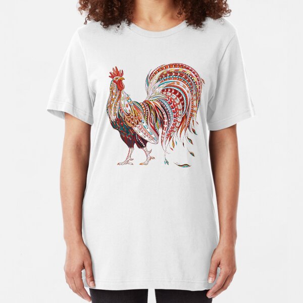 Patterned fiery rooster Slim Fit T-Shirt
