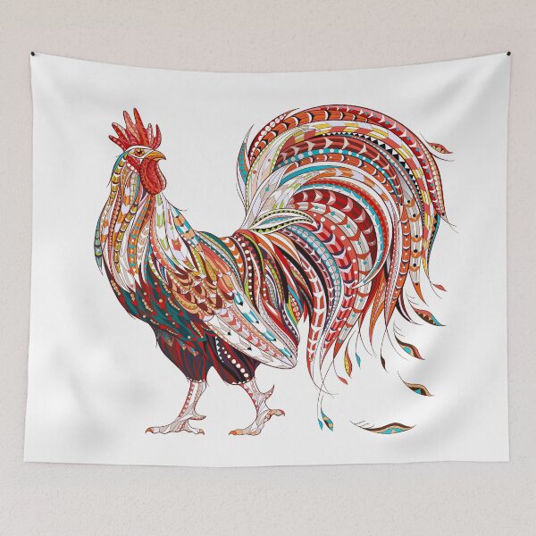 Item preview, Patterned fiery rooster designed and sold by AnimalsFashion.