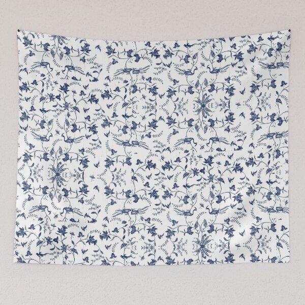 Item preview, Royal blue floral peacock pattern designed and sold by Ila Mandlik.